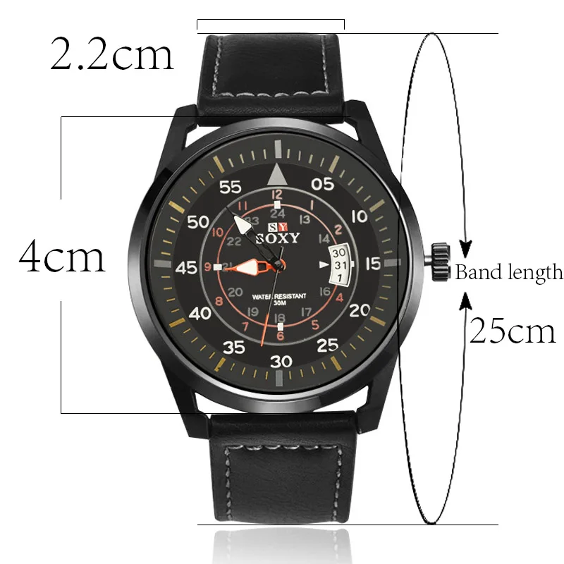 

Men Stainless Steel Case Leather Band Watches Top Brand Luxury Male Wristwatch Quartz Large Dial Relojes Hombre Clock Men