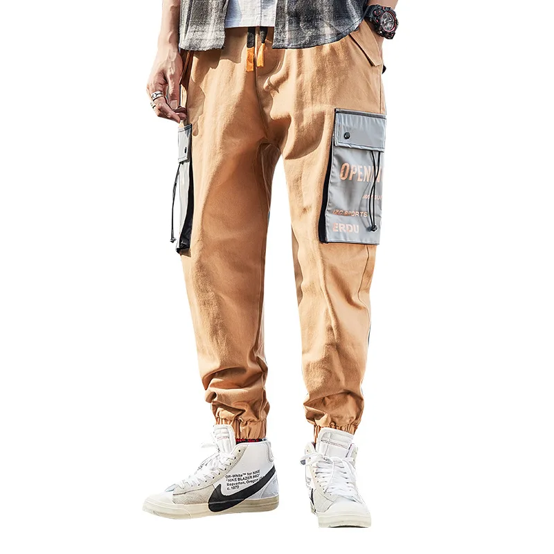 

Men Pants Spring Beam Feet Multi-Pockets Cargo Pants Man Autumn New Fashion Feet Casual Harem Pants