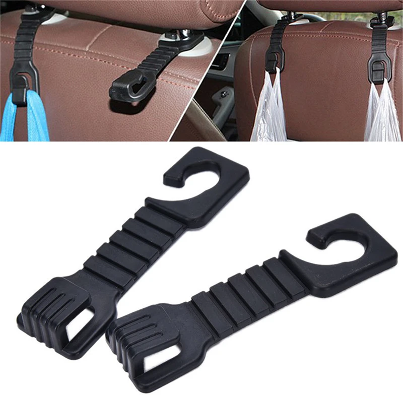 

2pcs Car Back Seat Hooks Holder For Bag Purse Cloth Grocer Flexible Auto Hangers Fixed On Headrest Car Styling Accessories