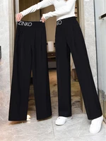 wide leg pants womens spring and autumn thin pants summer 2021 new elastic high waist casual loose straight suit long trousers