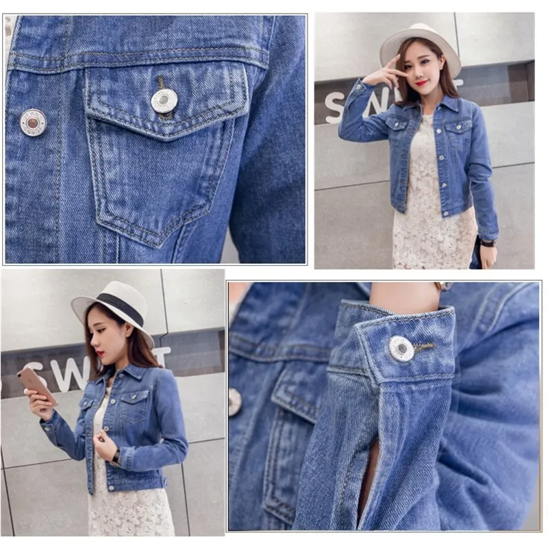 

Jeans Jacket and Coats for Women Autumn Candy Color Casual Short Denim Chaqueta Mujer Casaco Jaqueta Feminina