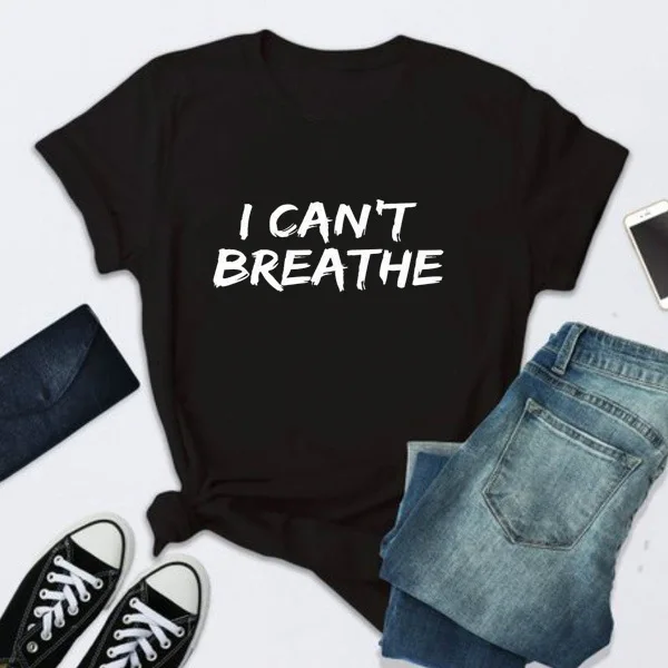 

T-shirt I Can't Breathe Print Tees 2020 New Arrival Men and Women Short-sleeved O-neck Cotton Tops Kobe Fans Streetwear