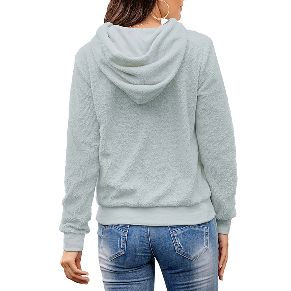 

Autumn Winter Sweatshirt Women Letter Embroidery Fashion Long Sleeve Front Pocket Drawstring Hoodie