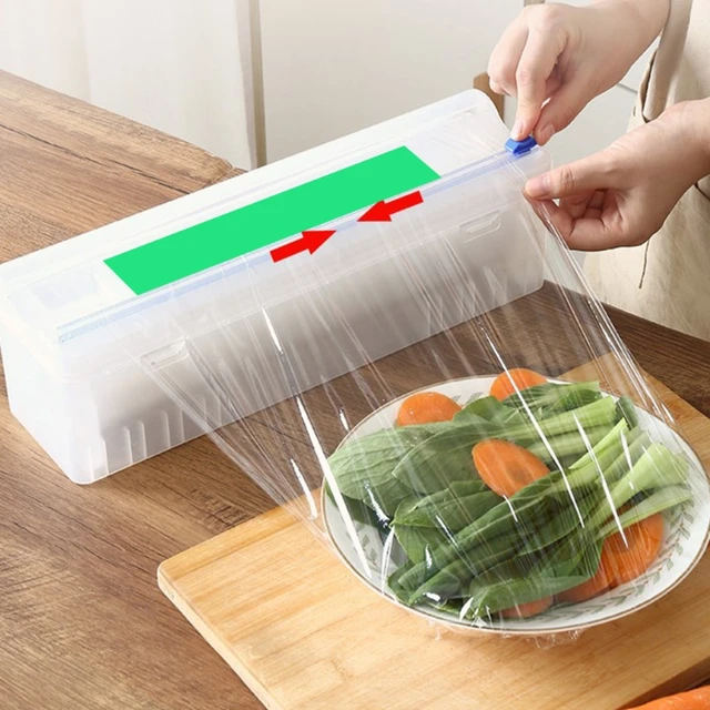 Sluoch Cling Wrap Dispenser with Slide Cutter, Household Cling Wrap Cutter  Disposable Cling Film Box Cutting Artifact with Magnetic Suction