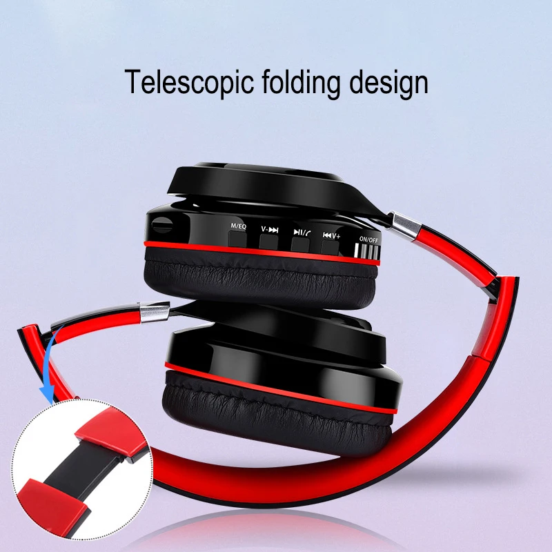 Bluetooth 5.0 Headphones Foldable Wireless Earphones Portable Bass Headset With Mic FM Stereo Radio Support Up To 128G TF Card |