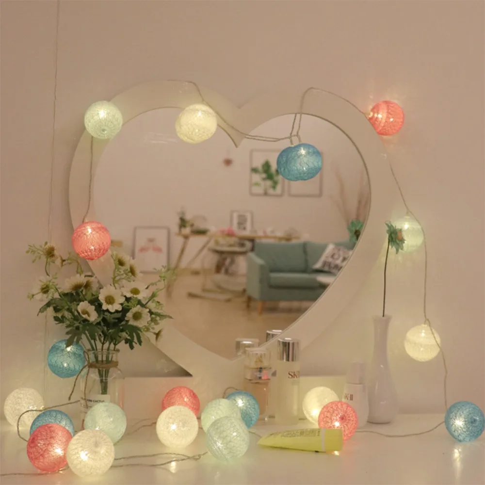 

3m Fairy LED Light String Romantic Cotton Ball Night Lights Lantern Cozy Decor Lamp for Wedding Christmas Party Battery Operated