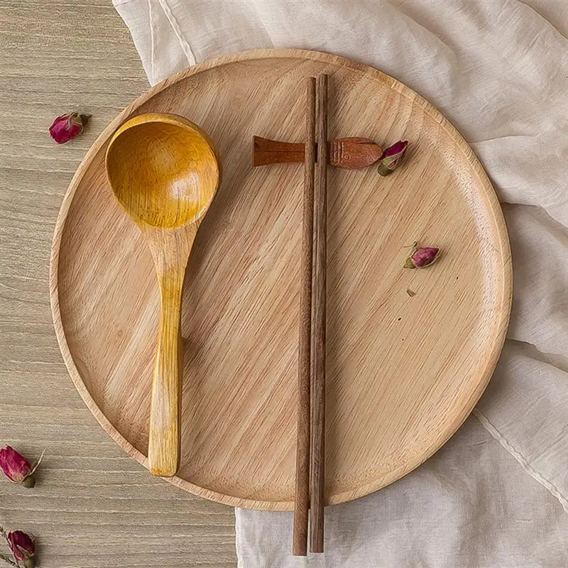 Wood Short Handle Soup Spoon With Hook Non-Slip Serving Porridge Spoons Kitchen Utensil For Home Restaurant | Дом и сад