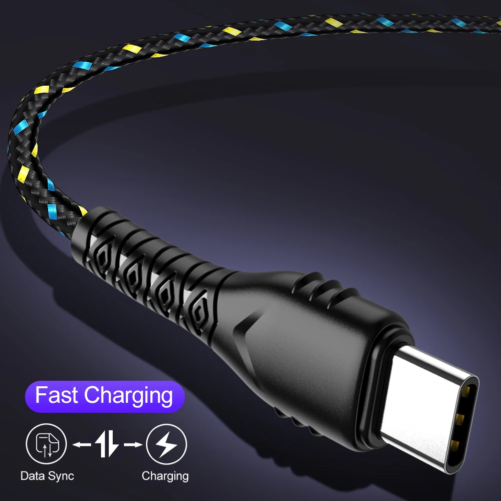 Кабель USB Type C OLAF для Samsung S10 S9 Быстрая зарядка мобильный телефон зарядный провод