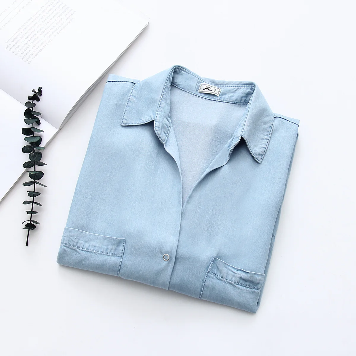 Женская джинсовая рубашка шикарные джинсы Blusas Mujer Tencel мягкие с длинным рукавом