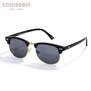 COLOSSEIN поляризованные круглые солнцезащитные очки для мужчин классическая мода ретро серый красный цвет Стильные металлические солнцезащитные очки UV400
