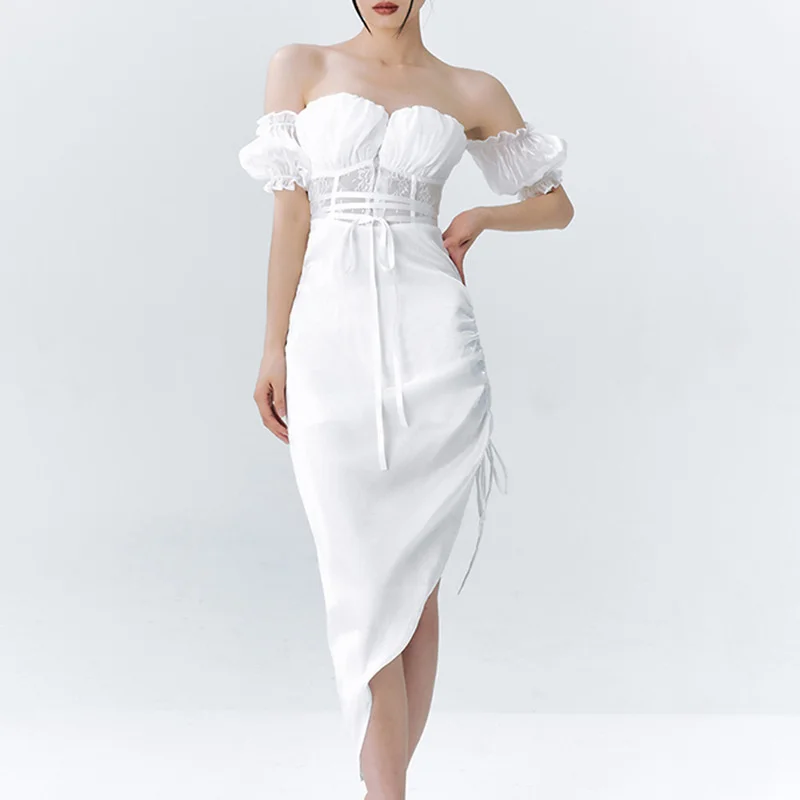 

Baldauren Hot sale Sexy bra dress 2021 summer new waist feminine irregular personality bag hip mid-length skirt