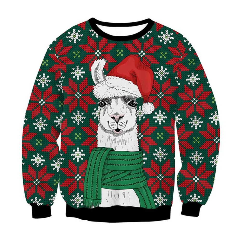 

CLOOCL Animals Christmas Sweatshirt 3D Graphics Christmas Alpaca Pullovers Tops Sportswear Harajuku Sweatshirts Men Clothing
