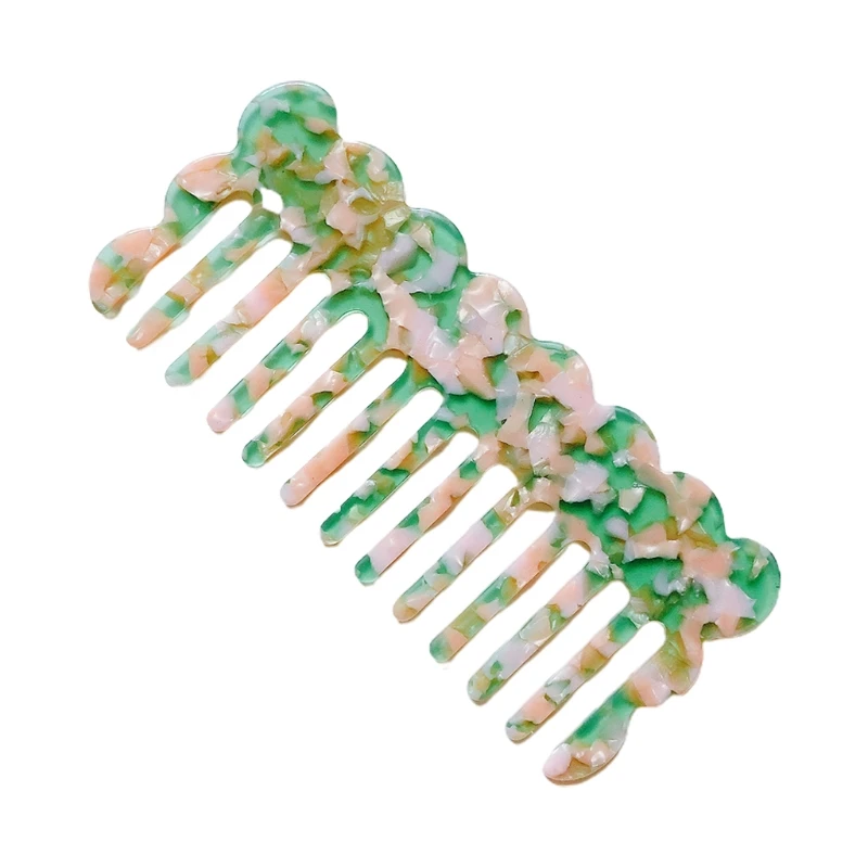 

Cellulose Acetate Wide Tooth Hair Comb Colorful Marble Leopard Wavy Hairbrush R3MF