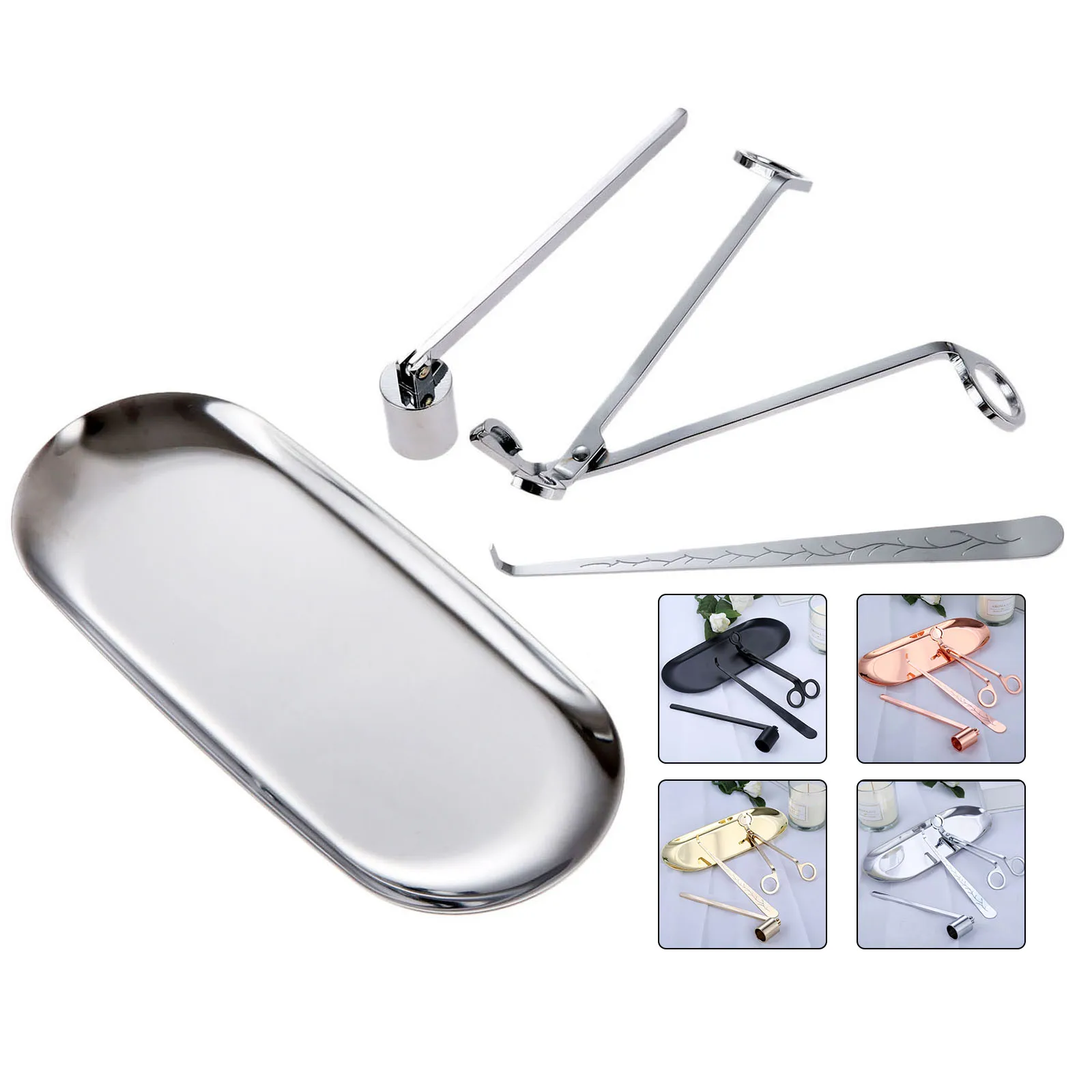 4pcs/set Candle Car Kit Wick Trimmer Dipper Snuffer Storage Tray Care Repair Tool Home Decor | Дом и сад