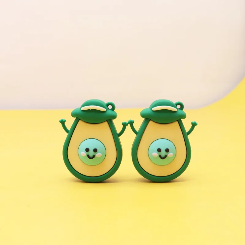 

cute Fruit Avocado Keychain fruit shape Keyring 3D Soft llavero rubber trinket key rings pendant women girls kids Keychain gift