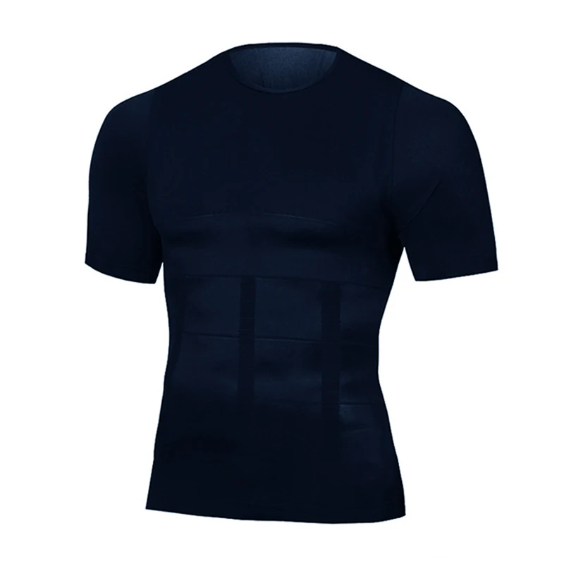 Navy Blue Be-In-shape мужской жилет для похудения тела футболки для занятий спортом корректирующая осанка контроль живота компрессионное мужское моделирующее нижнее белье корсет - Цвет: Navy Blue