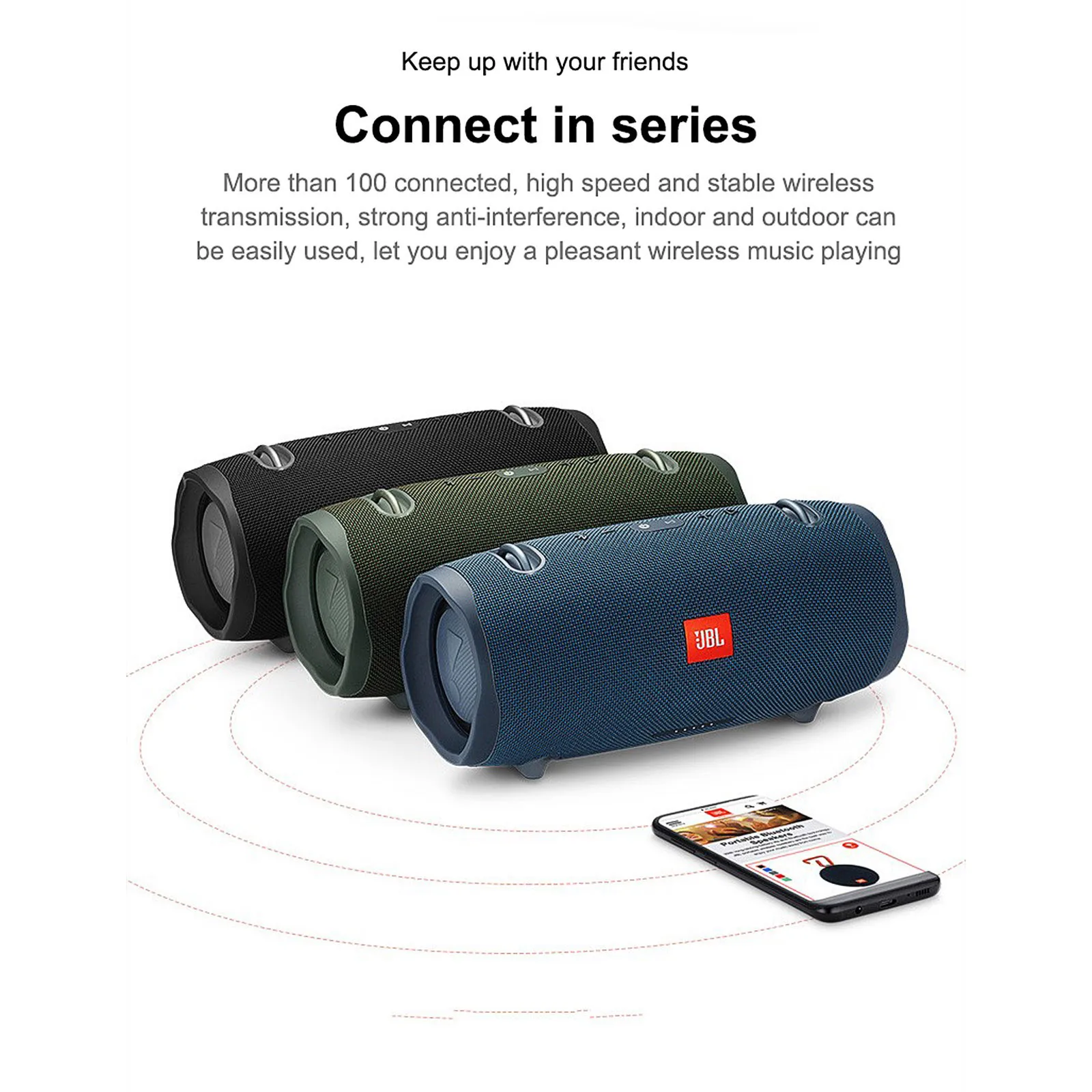 JBL Xtreme 2 Беспроводной Bluetooth динамик с мощным басовым звуком, портативный для использования на открытом воздухе, водонепроницаемый и пылезащитный.