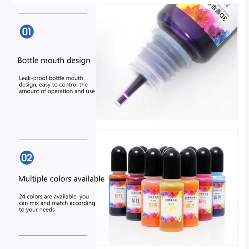 

24 Colors Epoxy Resin Diffusion Pigment Alcohol Ink Liquid Colorant Dye DIY Crafts Jewelry Making Accessories