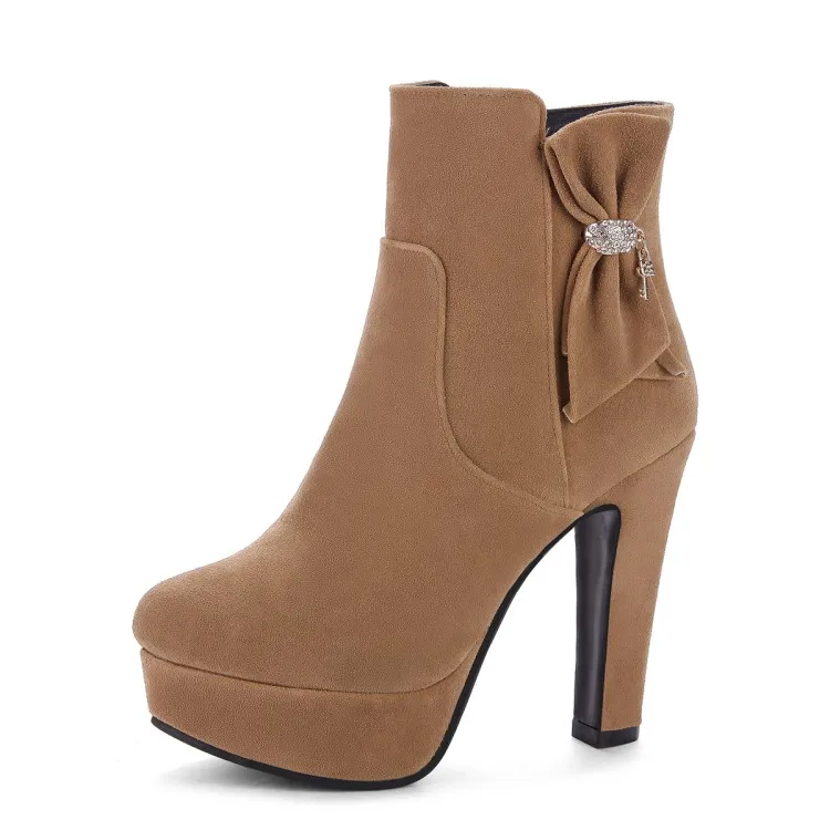 

Большие размеры; Обувь в европейском и американском стиле с круглым носком; Водонепроницаемая обувь на платформе с боковой молнией и бантом...