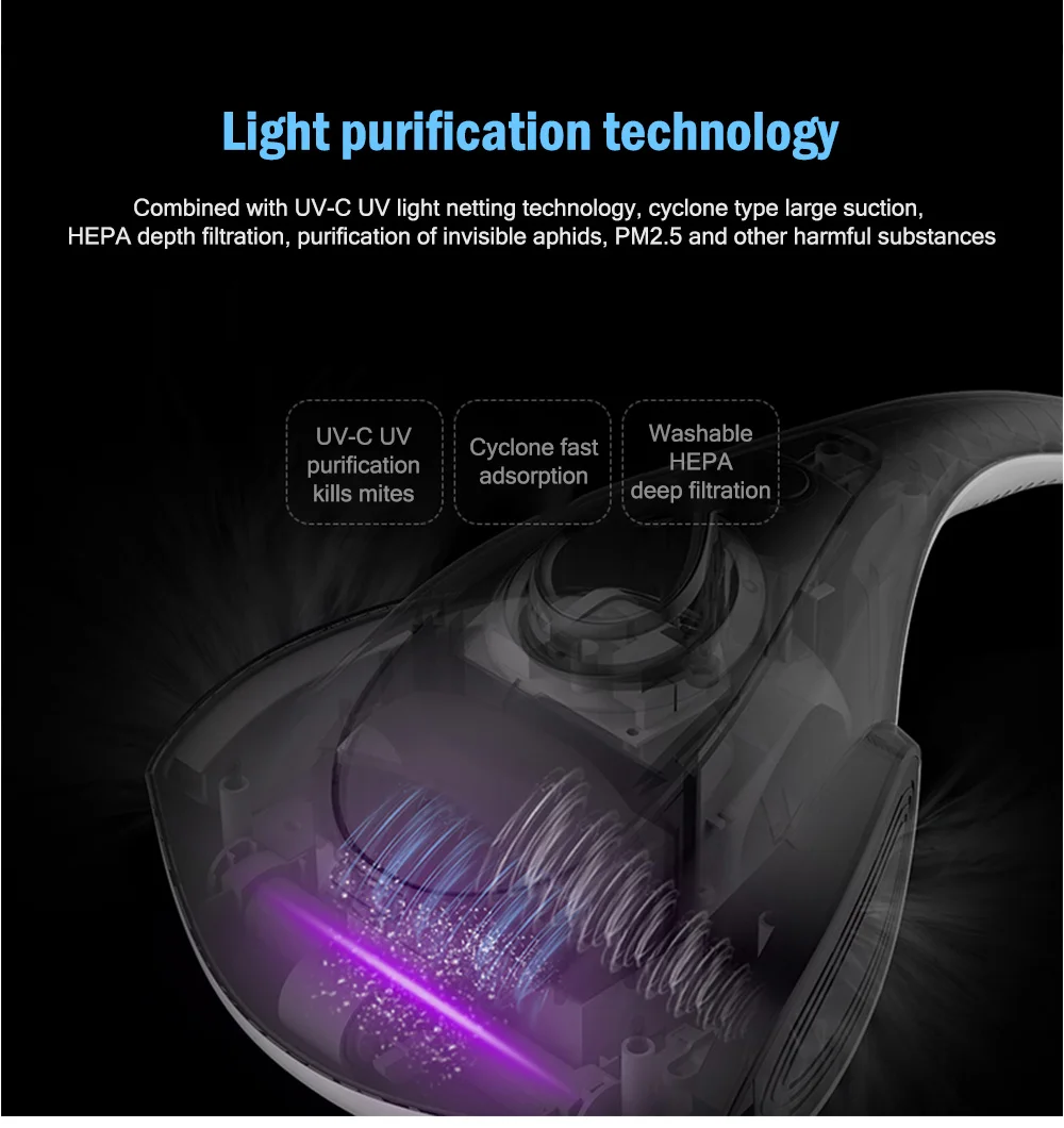 Deerma UV клещей пылесос 12000pa ручной Анти-пыль HEPA для кровати матрас Подушка Диван высокая частота вибрации