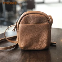pndme simple natural genuine leather ladies mini phone shoulder bag fashion vintage genuine leather womens small messenger bag