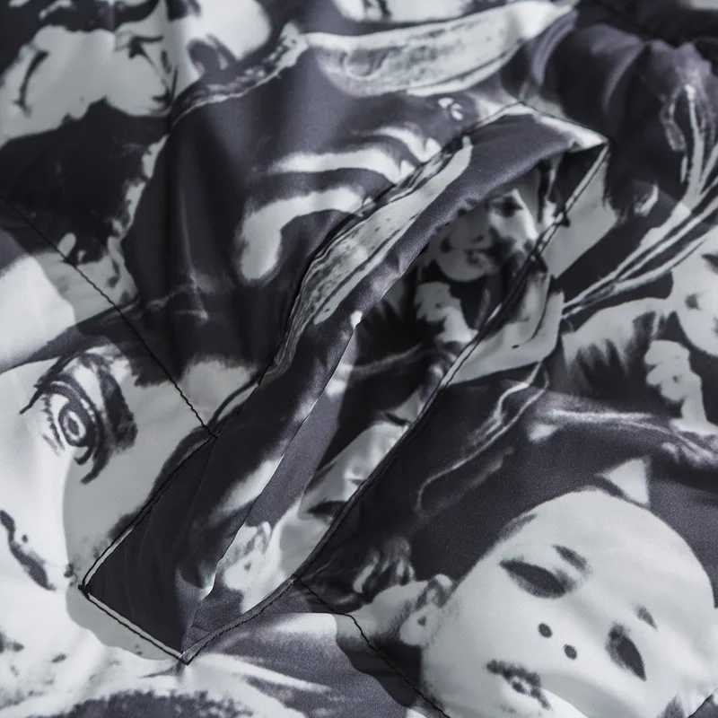 Winter Men Street Hip Hop Down Jacket  2021 Fashion Warm Thicken Digital Printing Parkas Coat jaqueta grossa masculina