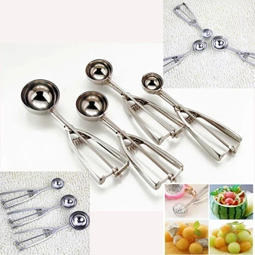 Ложка из нержавеющей стали с пружинной ручкой для мороженого картофеля