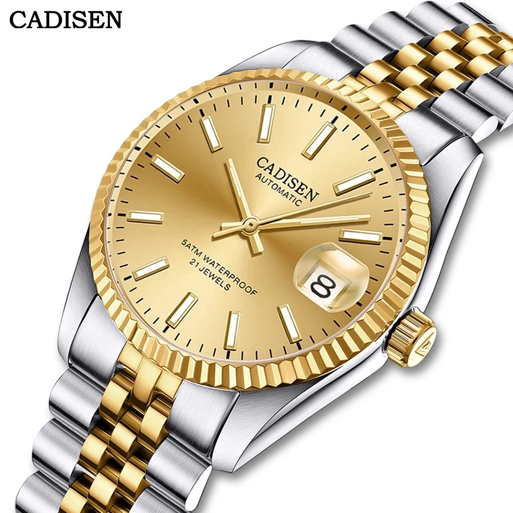 

CADISEN Seagull 2813 Movement Men`s Watch Automatic Mechanical Watches 50M Diving Auto date Wrist Watch Men relogio masculino