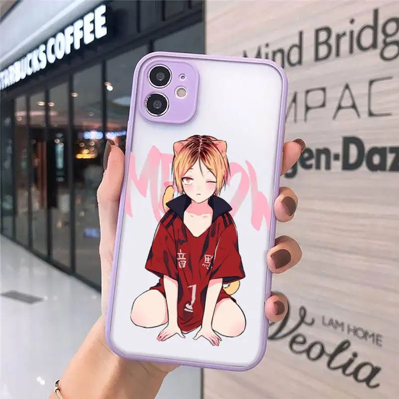 

Kenma Kozume of Haikyuu Phone Case For iPhone 12 11 Mini Pro XR XS Max 7 8 Plus X Matte transparent Purple Back Cover