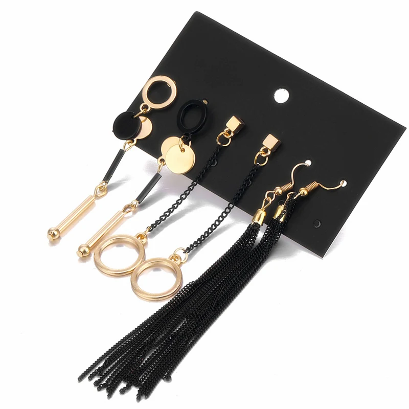 Набор модных ассиметричных круглых сережек простые геометрические