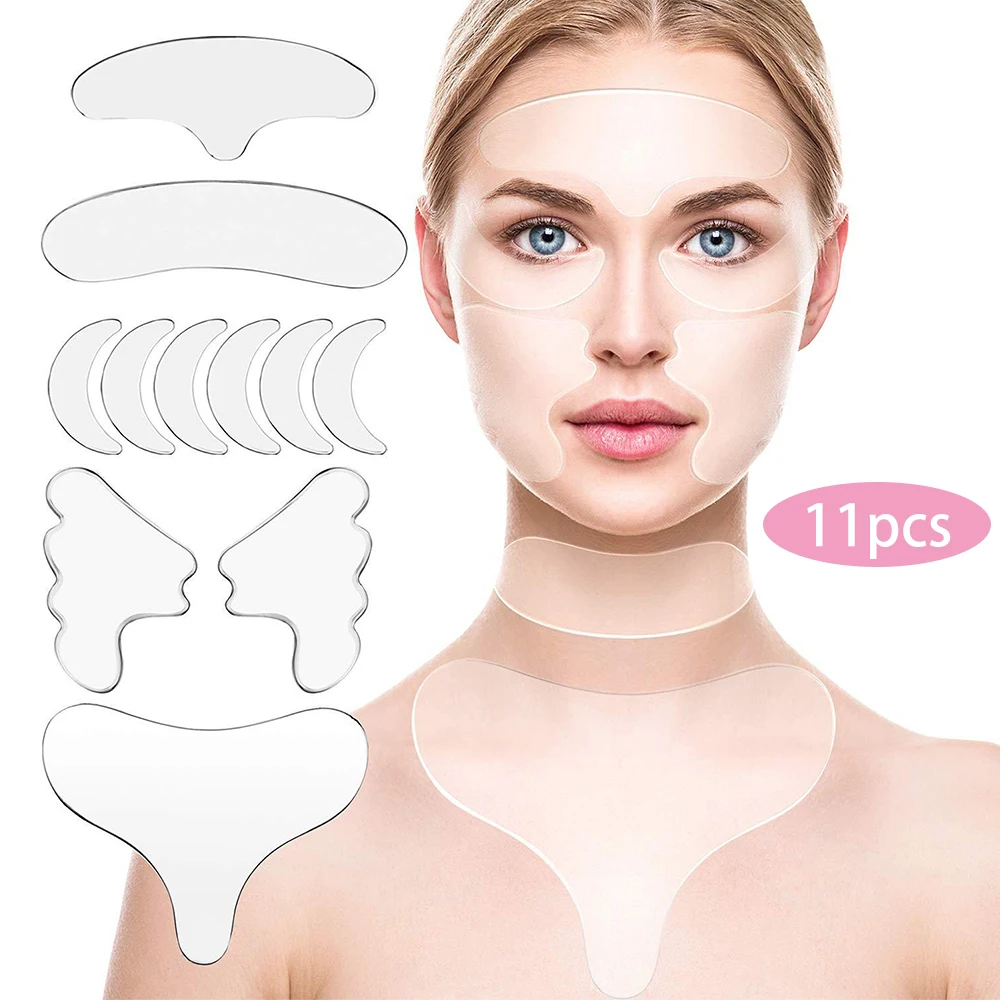 

11 Pcs Wrinkle Resistant Patch Reusable Wrinkle Removal Sticker Face Neck Eye Forehead Anti Wrinkle Pad Face Lifting Skin Care