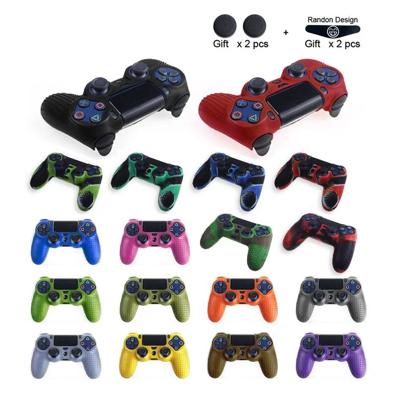 

Anti-slip Silicone Case for Sony Dualshock 4 PS4 Slim Pro Controller Rubber Skin for Ps4 Gamepad With Thumb Sticks Grip Cap