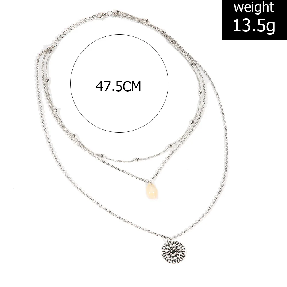 Винтажное бусина серебряного цвета раковина Каури колье ожерелье для женщин