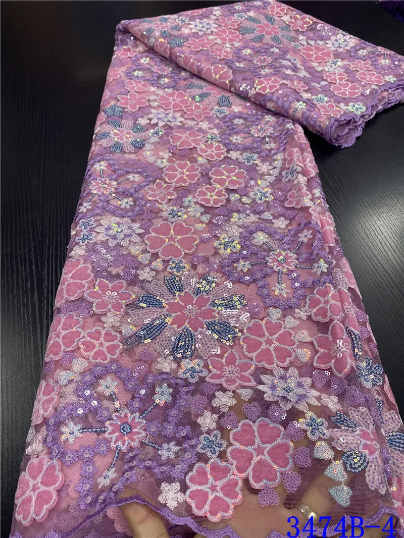 Дешево NIAI африканская кружевная ткань ручной работы 3D Eвышивка Тюль Кружево высокое качество нигерийские цветные кружева ткань для свадебного пла...