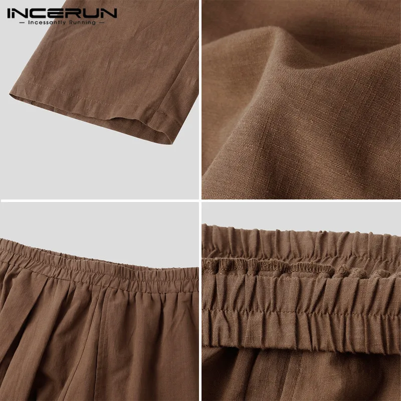 

Men Drop Crotch Pants Fashion Solid Oversized Trousers INCERUN Men Elastic Waist Pantalones Mens Vintage Pants Streetwear S-5XL