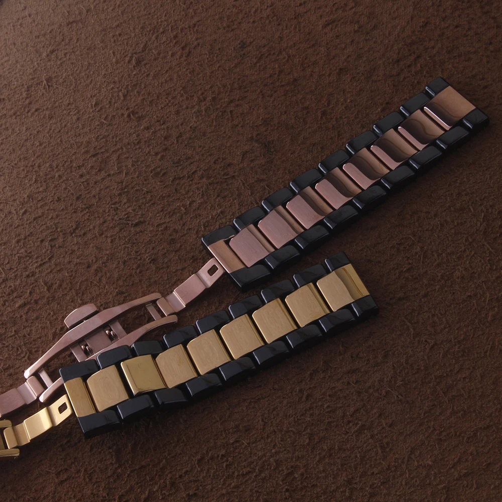 

18mm 20mm 22mm Ceramic Watch Band For Smart watch Samsung Watches Galaxy Plating color gold rosegold High quality Ceramic Straps