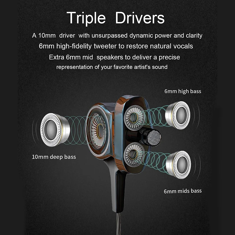 Динамические наушники с 6 движущимися катушками проводная гарнитура