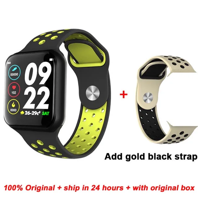green add gold Greentiger F8 Bluetooth Смарт-часы пульсометр калории фитнес-трекер будильник IP67 Водонепроницаемый умный Браслет - Цвет: green add gold