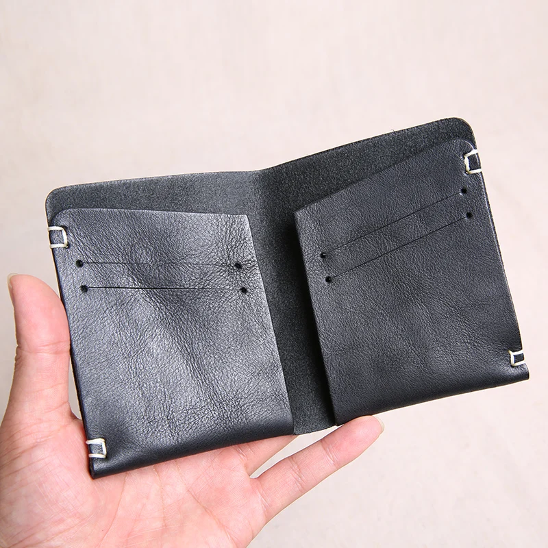 Короткий кошелек ручной работы из натуральной воловьей кожи для мужчин и женщин