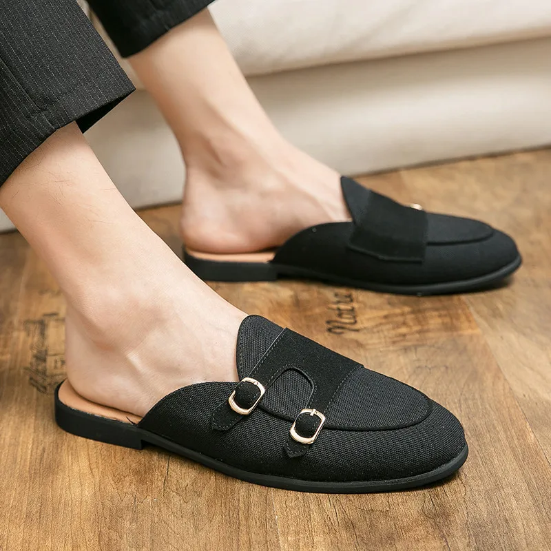 

Semi-slippers Espadrilles Men Shoes Loafers Rubber Slippers Summer Breathable Mens House High-quality Trend Muller