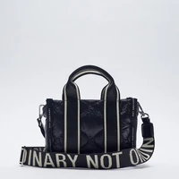 black nylon space padded small tote bag luxury designer brands letters shopping bag wide strap crossbody purses and handbags