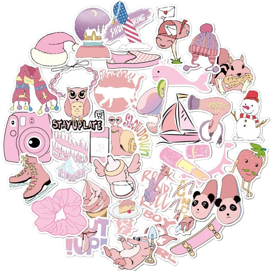 Наклейки Vsco розовые 35 шт. милые игрушки для детей наклейки сделай сам скейтборда