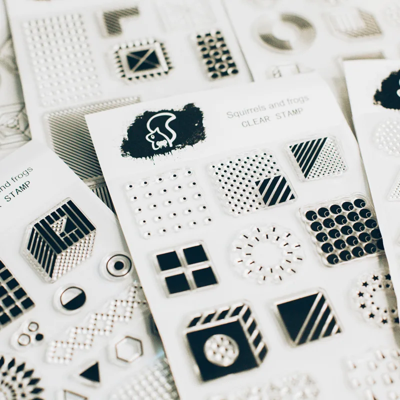 Винтажный прозрачный силиконовый штамп с геометрическим рисунком для