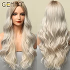 Синтетический женский парик GEMMA с длинными волнистыми волосами Омбре, коричневый парик блонд, натуральный парик средней части для косплея, праздничные волосы из термостойкого волокна