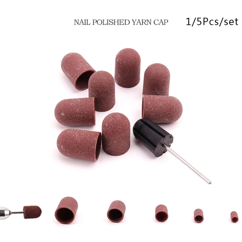 

1PCS/5pcs Nail Sanding Caps Rubber Grip Pedicure Polishing Sand Block Electric Drill Accessories Bit Manicure Tools New