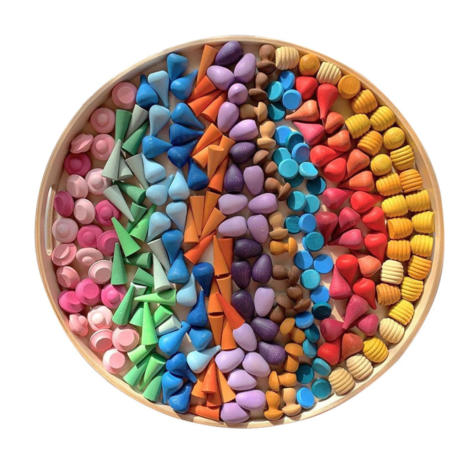 

Набор деревянных игрушек для укладки, радужные деревянные детали, игрушки для укладки, легкие развивающие игрушки, красочные формы, блоки-г...