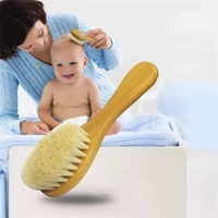 wooden handle brush baby hairbrush newborn hair brush infant comb head massager