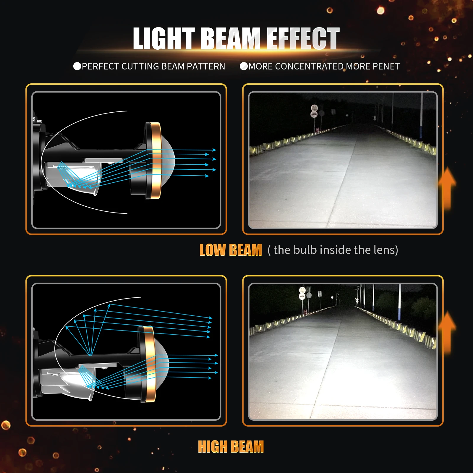 AILEO H4 LED Headlight Bulbs Canbus Lens Mini Projector Lenses Auto Car Lamp Fog Lights 9003/HB2 Hi/Lo Beam 30000LM 6500K images - 6