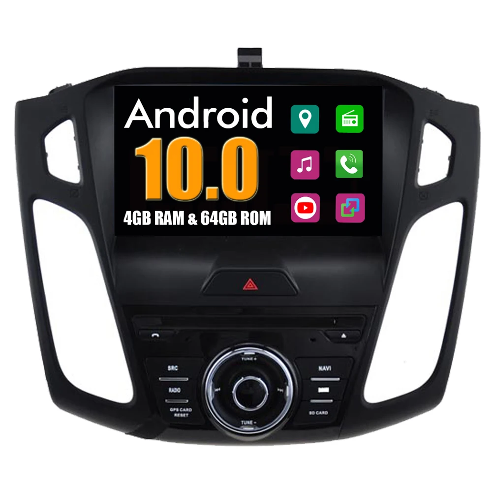Автомобильный DVD плеер RoverOne для Ford Focus 2015 2016 2017 Android 10 сенсорный экран