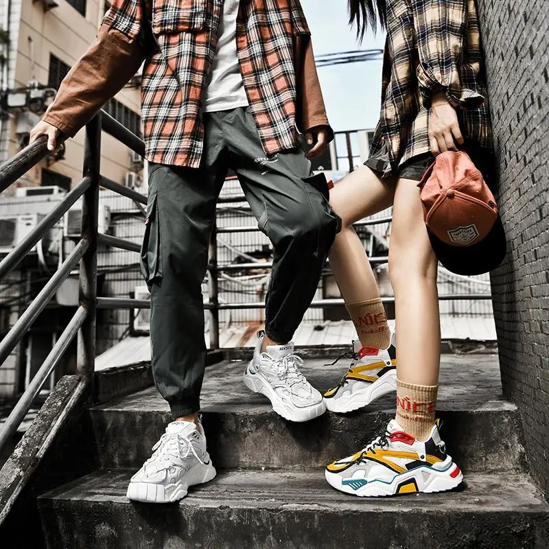 

Nice Spring Autumn Men Casual Shoes Breathable Light Non-Slip Outdoor Couples Sport Shoes Platform Hard-Wearing Lace-Up Sneakers